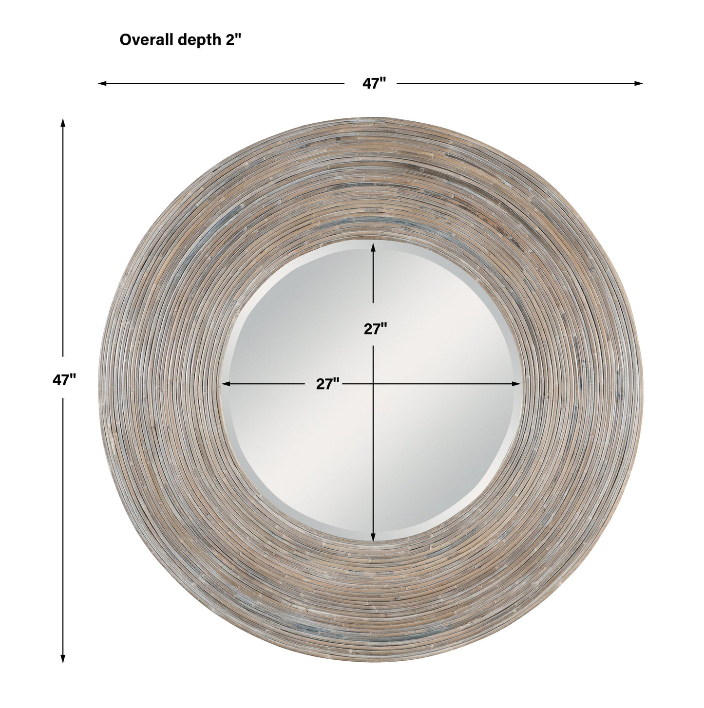 Uttermost Vortex White Washed Round Mirror