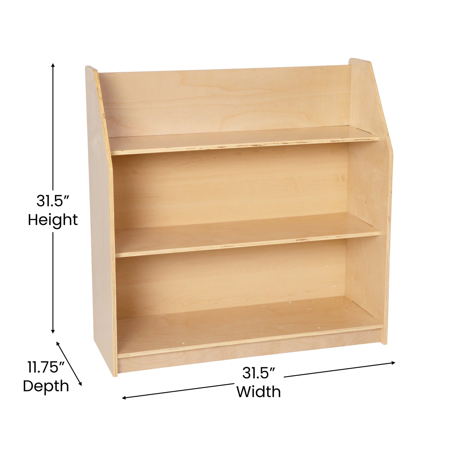 Natural Wood 3 Shelf Bookcase MK-STR800H-GG