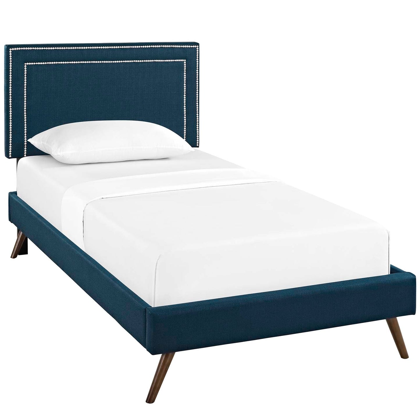 Virginia Twin Fabric Platform Bed with Round Splayed Legs Azure MOD-5911-AZU