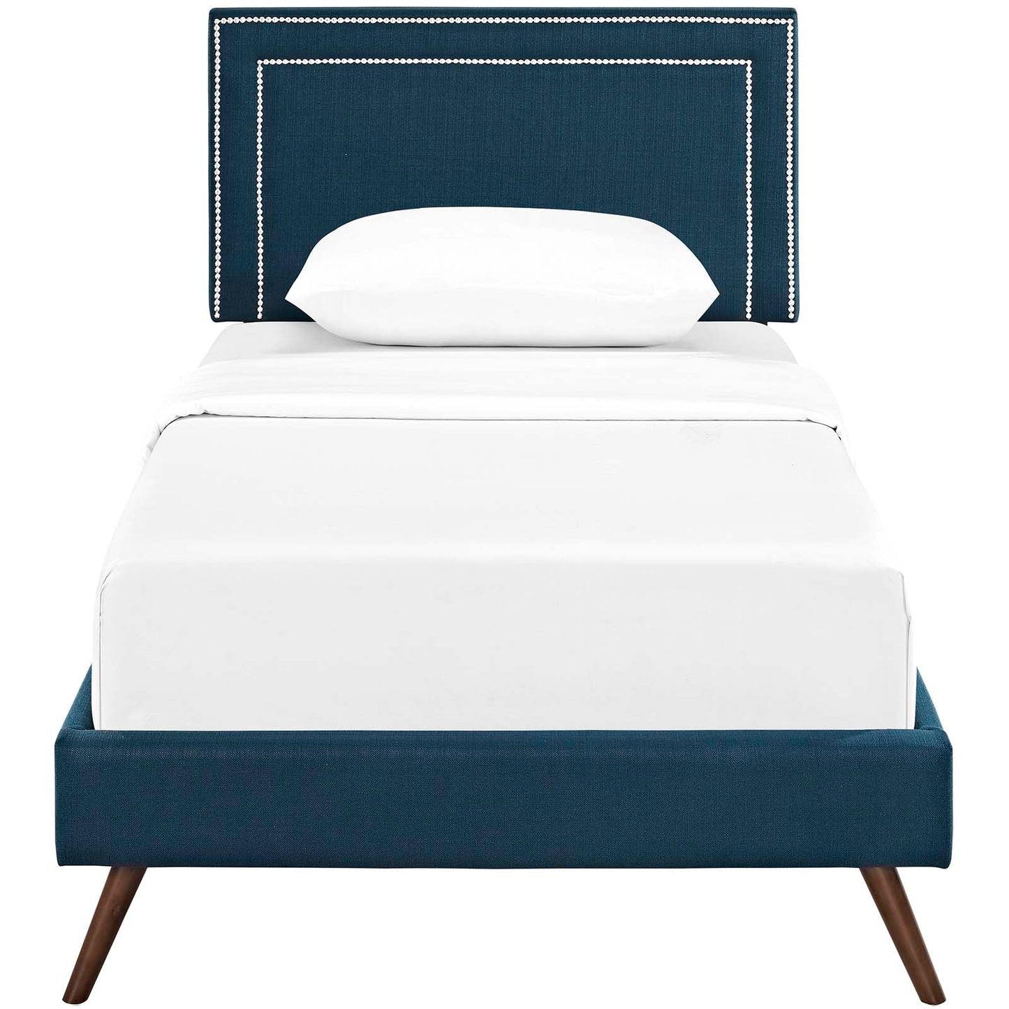 Virginia Twin Fabric Platform Bed with Round Splayed Legs Azure MOD-5911-AZU