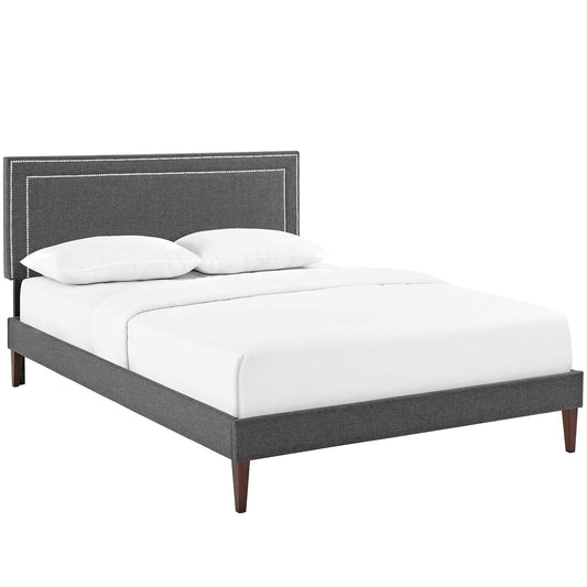 Virginia Full Fabric Platform Bed with Squared Tapered Legs Gray MOD-5921-GRY