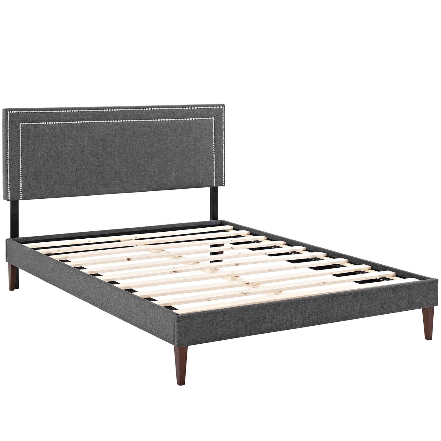 Virginia Full Fabric Platform Bed with Squared Tapered Legs Gray MOD-5921-GRY