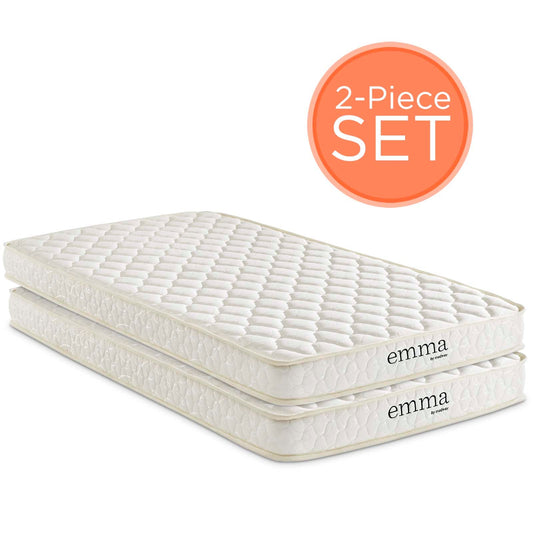 Mila 6" Twin Mattress Foam Set of 2  MOD-6099-WHI