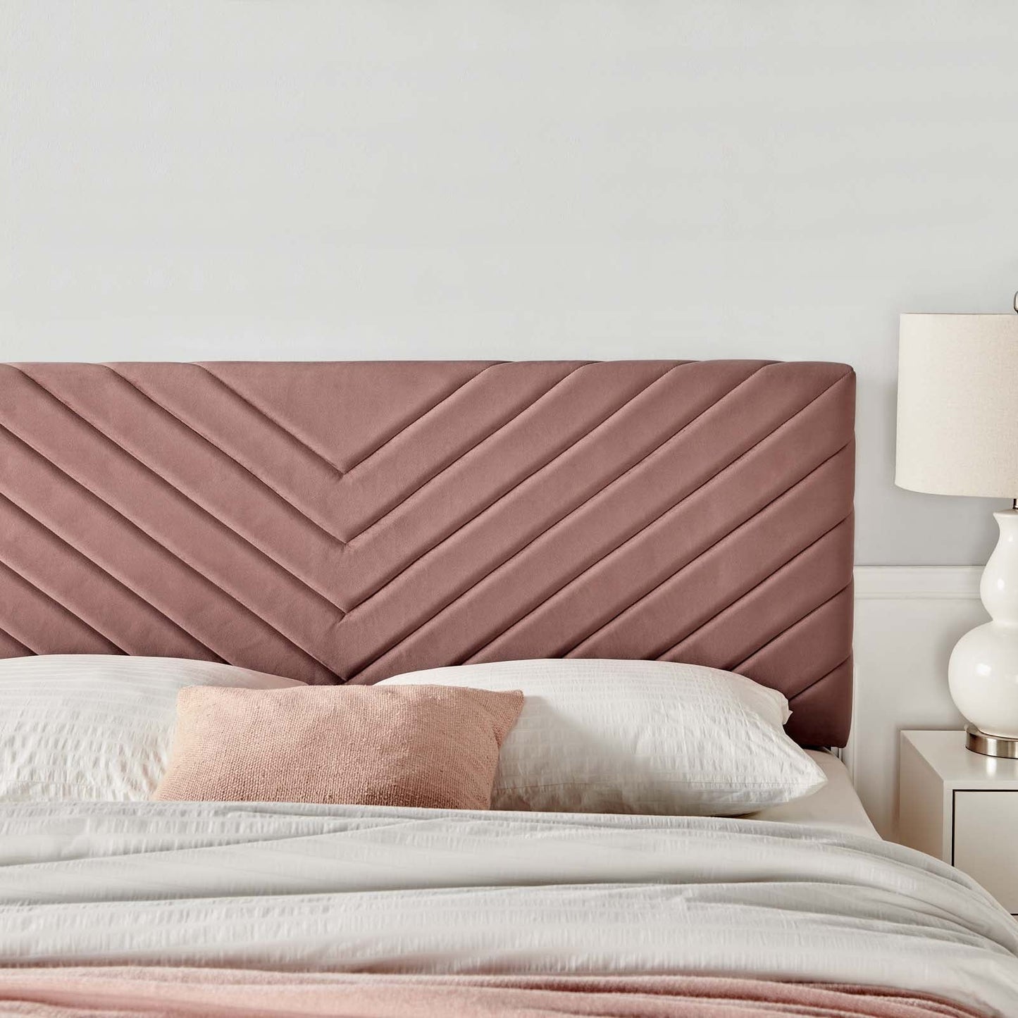 Alyson Angular Channel Tufted Performance Velvet Twin Headboard Dusty Rose MOD-6143-DUS