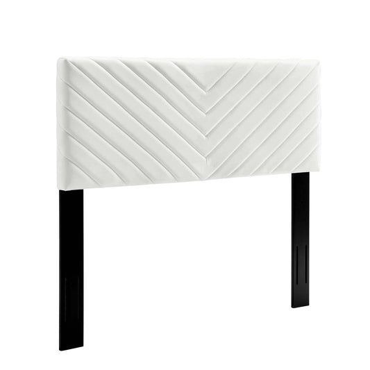 Alyson Angular Channel Tufted Performance Velvet King / California King Headboard White MOD-6145-WHI