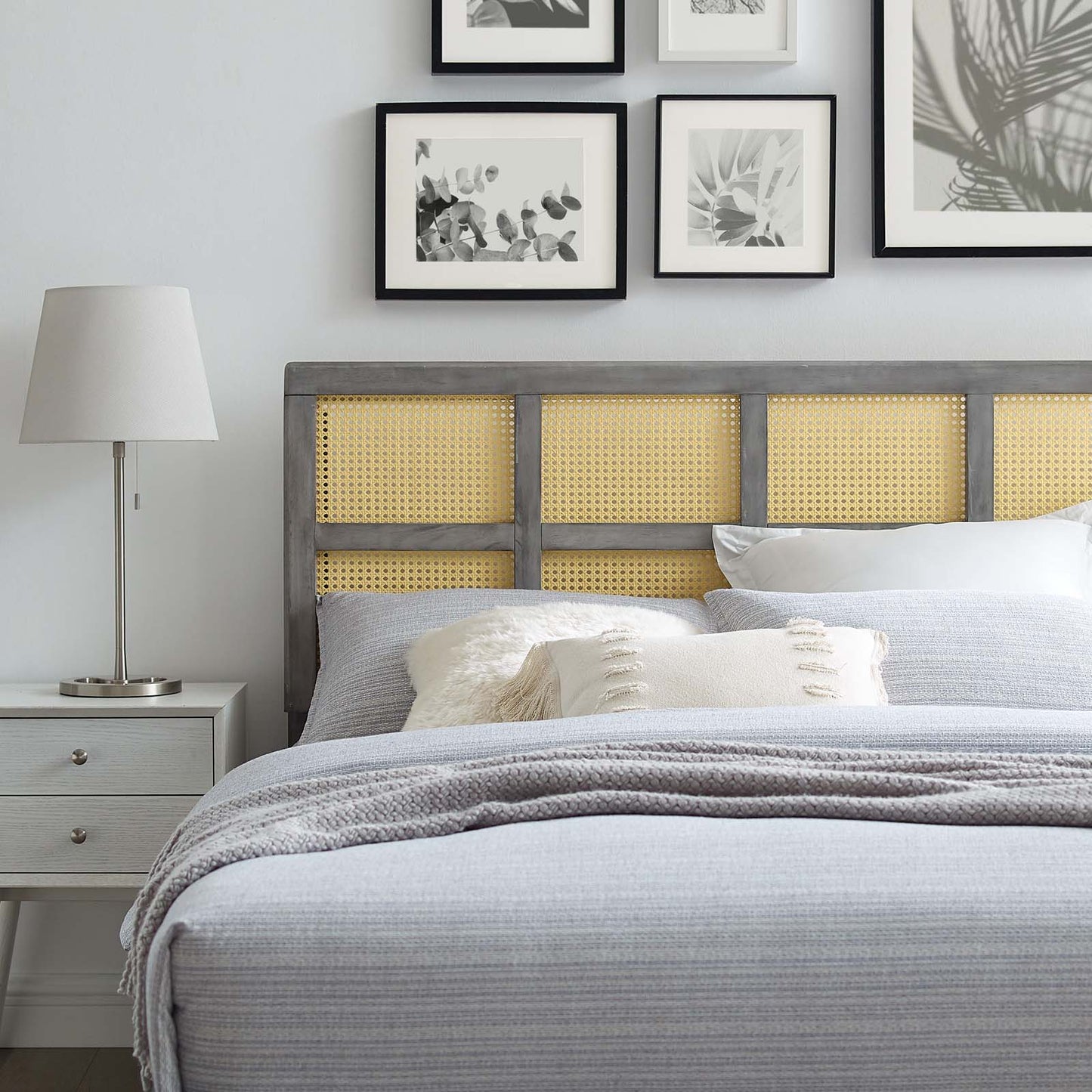 Luana Cane Queen Headboard Gray MOD-6198-GRY