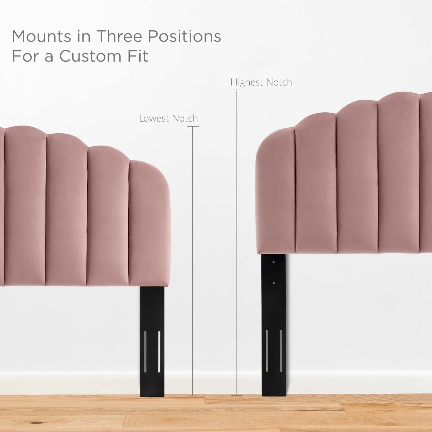 Veronique Twin Performance Velvet Headboard Dusty Rose MOD-6206-DUS