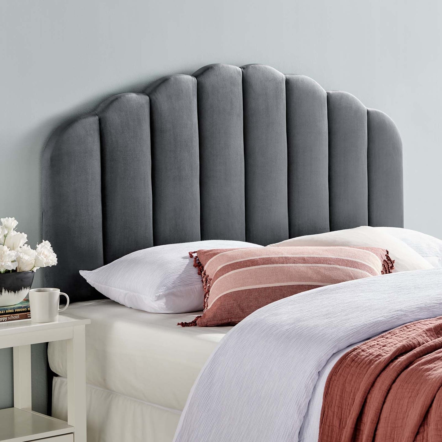 Veronique Full/Queen Performance Velvet Headboard Charcoal MOD-6207-CHA