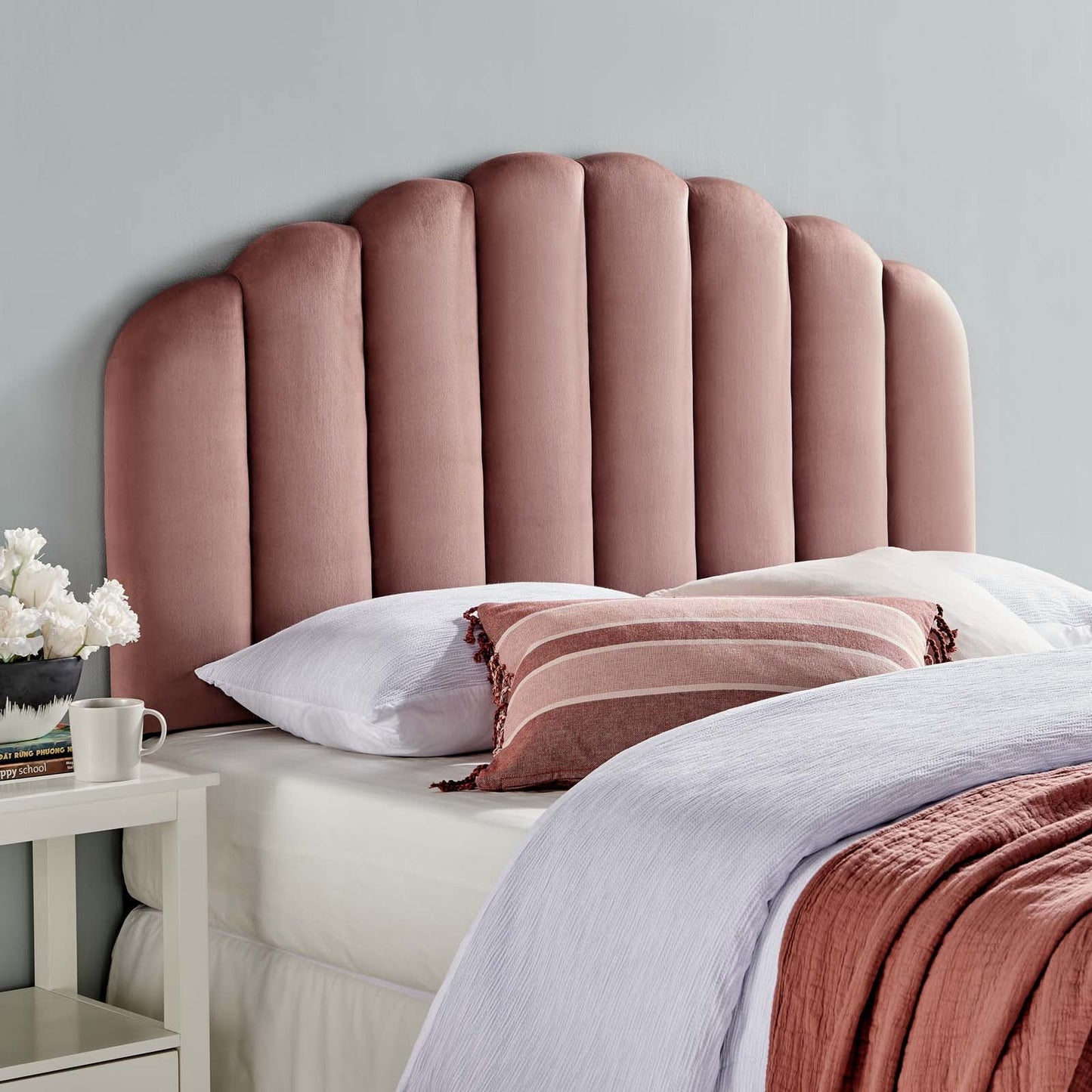 Veronique Full/Queen Performance Velvet Headboard Dusty Rose MOD-6207-DUS