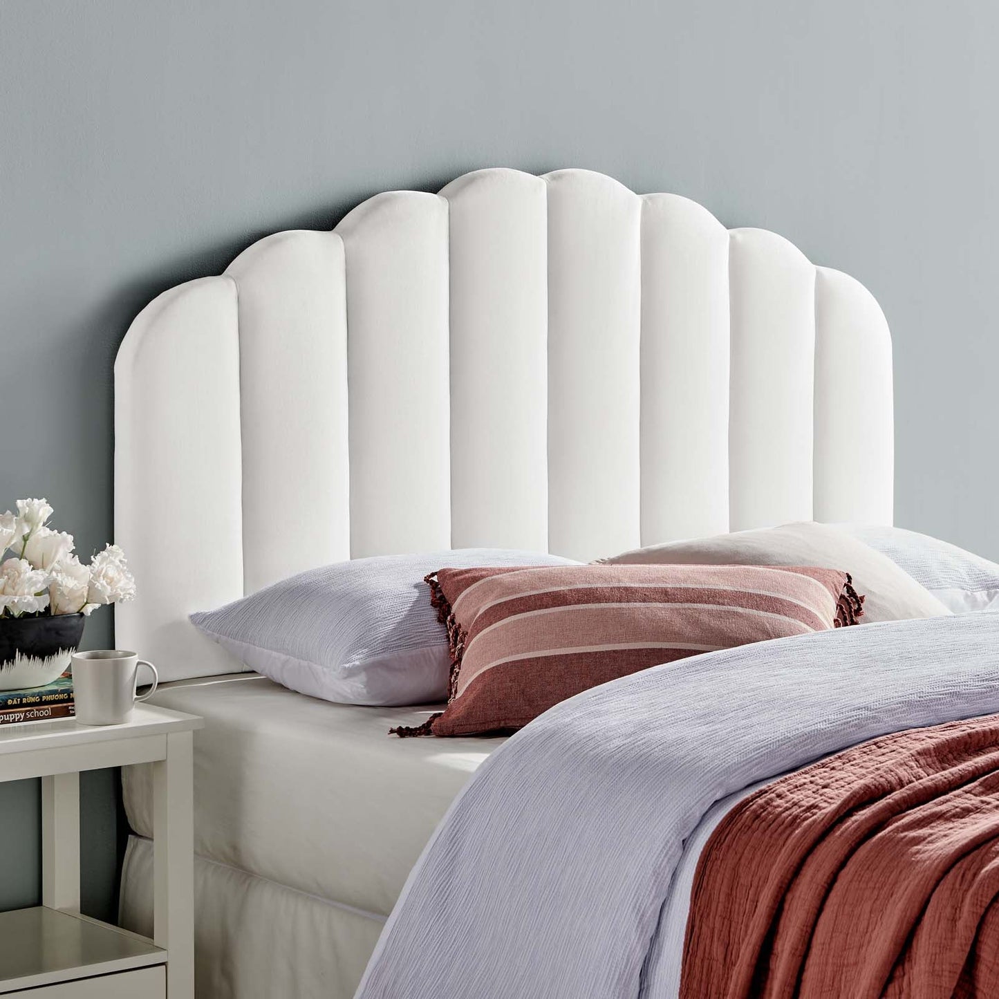 Veronique Full/Queen Performance Velvet Headboard White MOD-6207-WHI