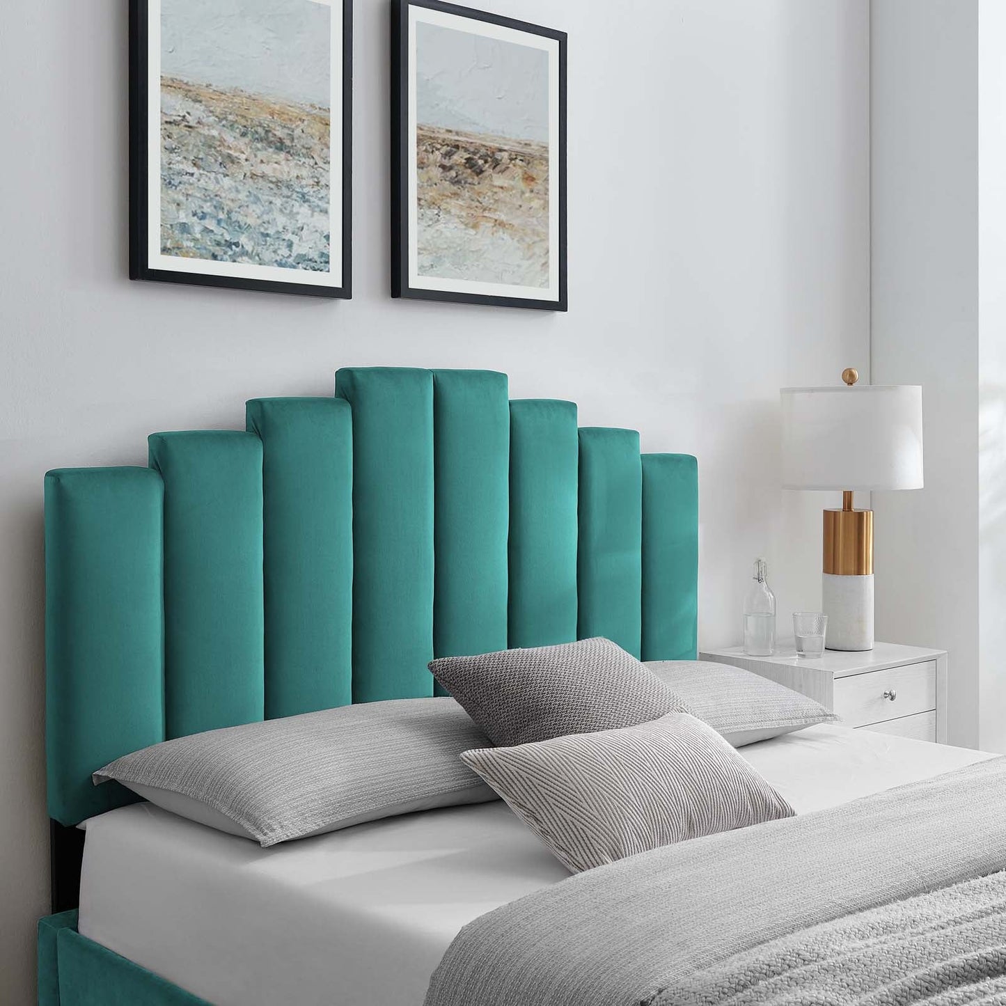 Noelle Performance Velvet Full/Queen Headboard Teal MOD-6277-TEA