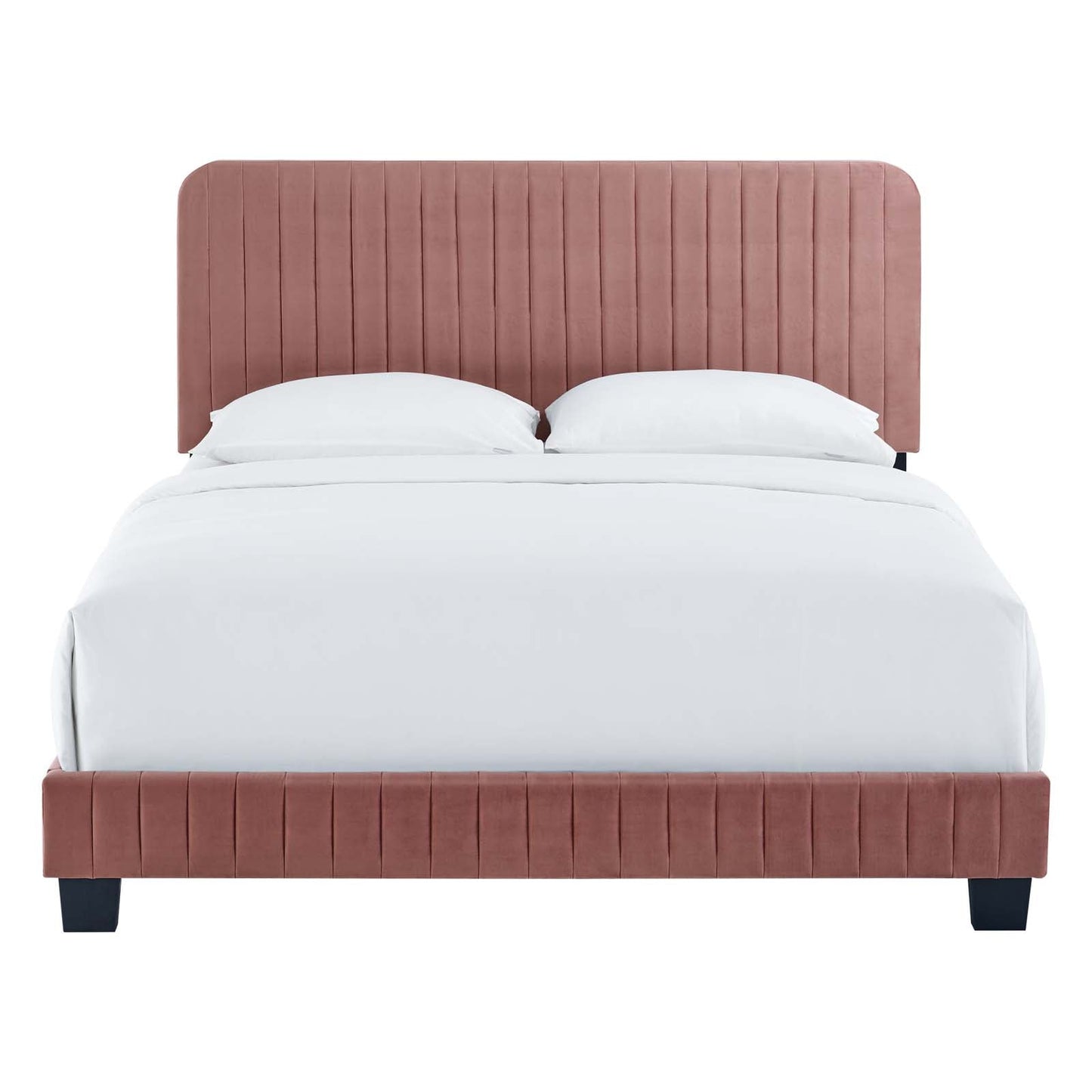 Celine Channel Tufted Performance Velvet King Bed Dusty Rose MOD-6329-DUS