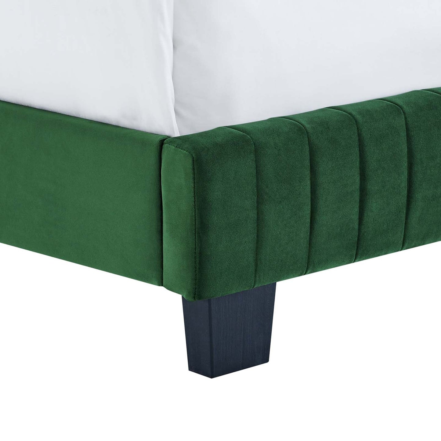 Celine Channel Tufted Performance Velvet King Bed Emerald MOD-6329-EME