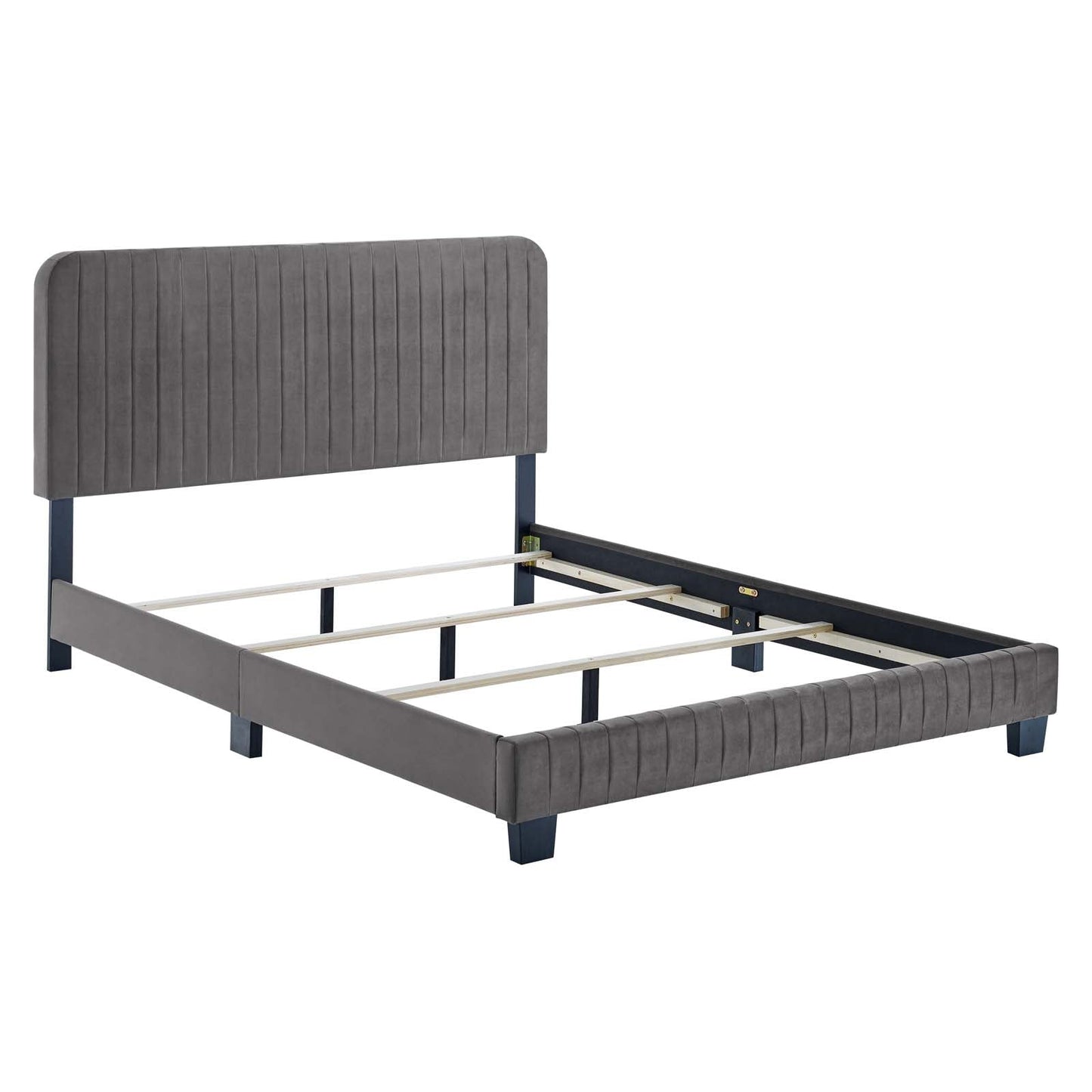 Celine Channel Tufted Performance Velvet King Bed Gray MOD-6329-GRY