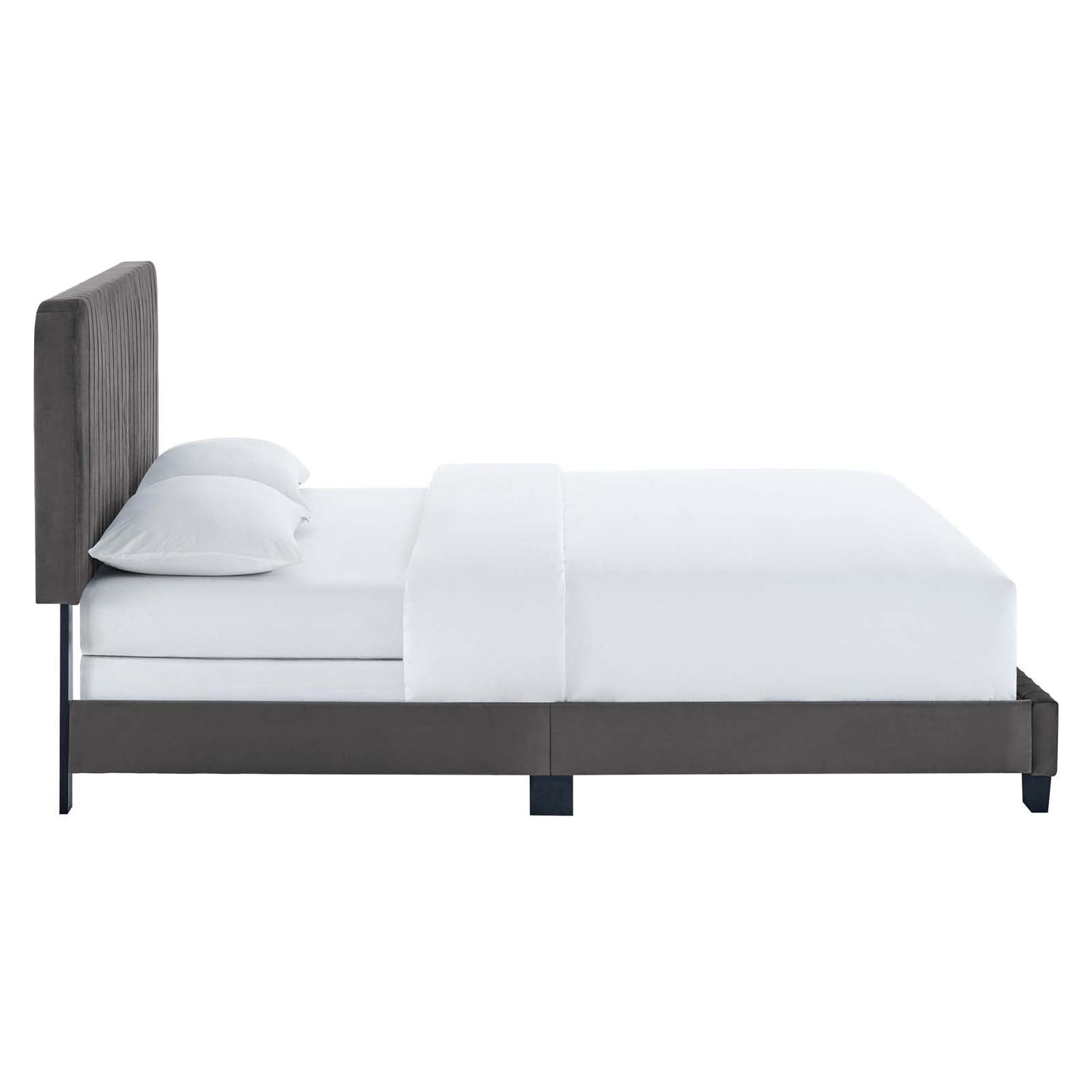 Celine Channel Tufted Performance Velvet King Bed Gray MOD-6329-GRY