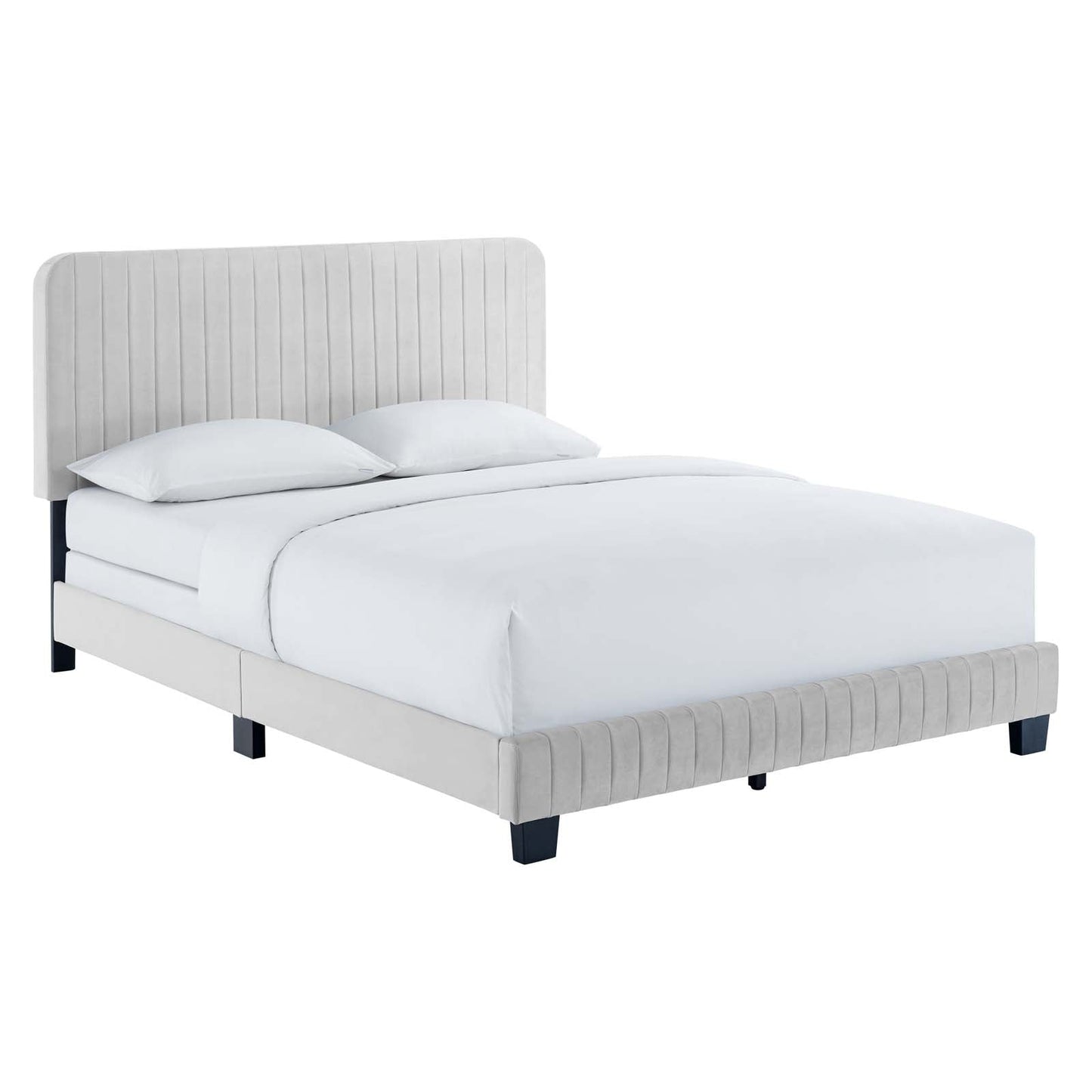 Celine Channel Tufted Performance Velvet King Bed Light Gray MOD-6329-LGR