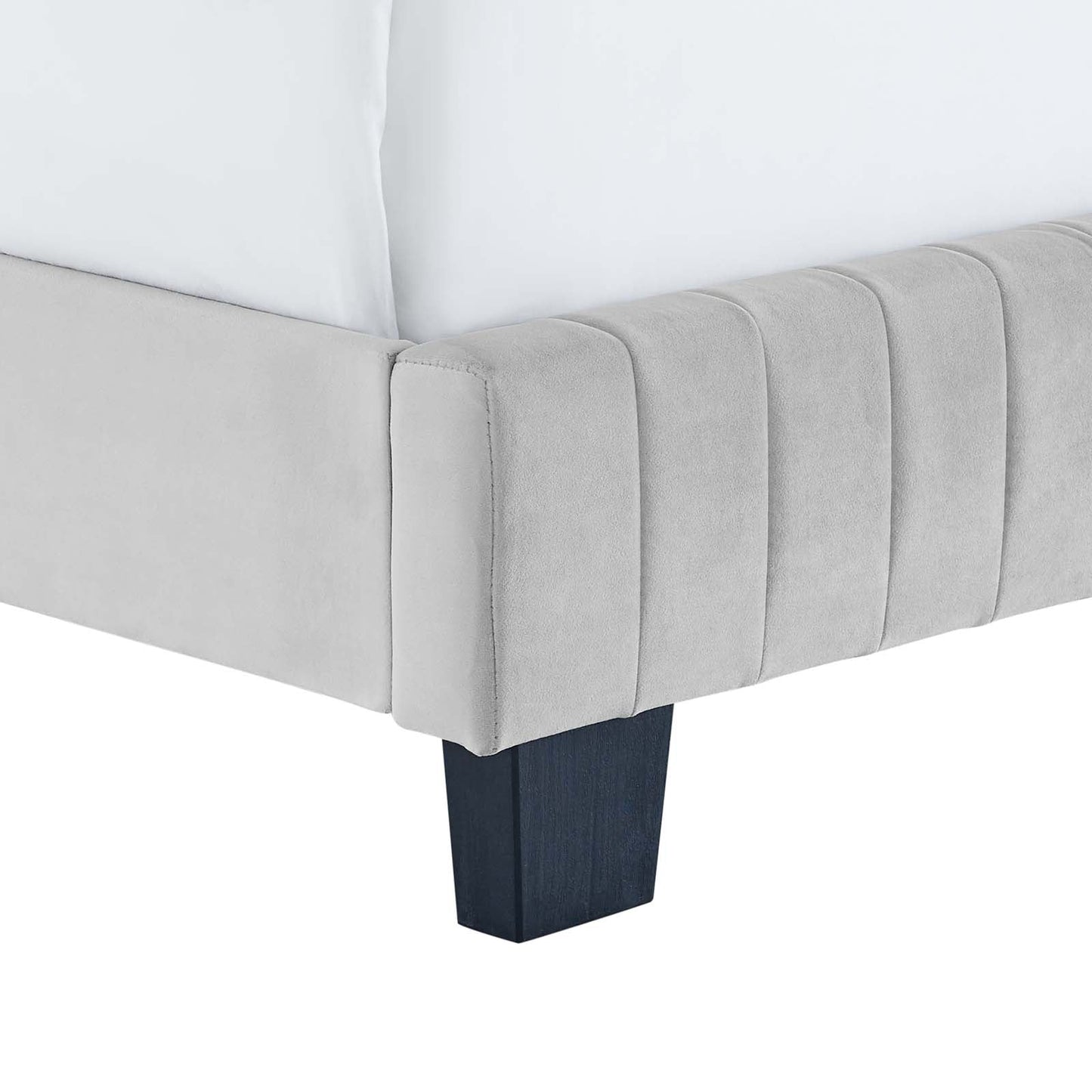 Celine Channel Tufted Performance Velvet King Bed Light Gray MOD-6329-LGR