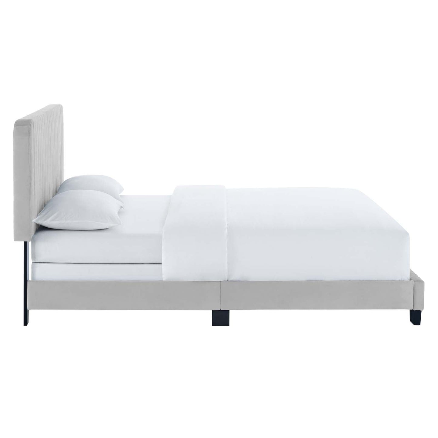 Celine Channel Tufted Performance Velvet King Bed Light Gray MOD-6329-LGR