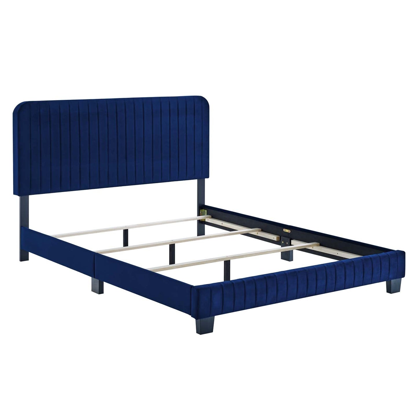 Celine Channel Tufted Performance Velvet King Bed Navy MOD-6329-NAV