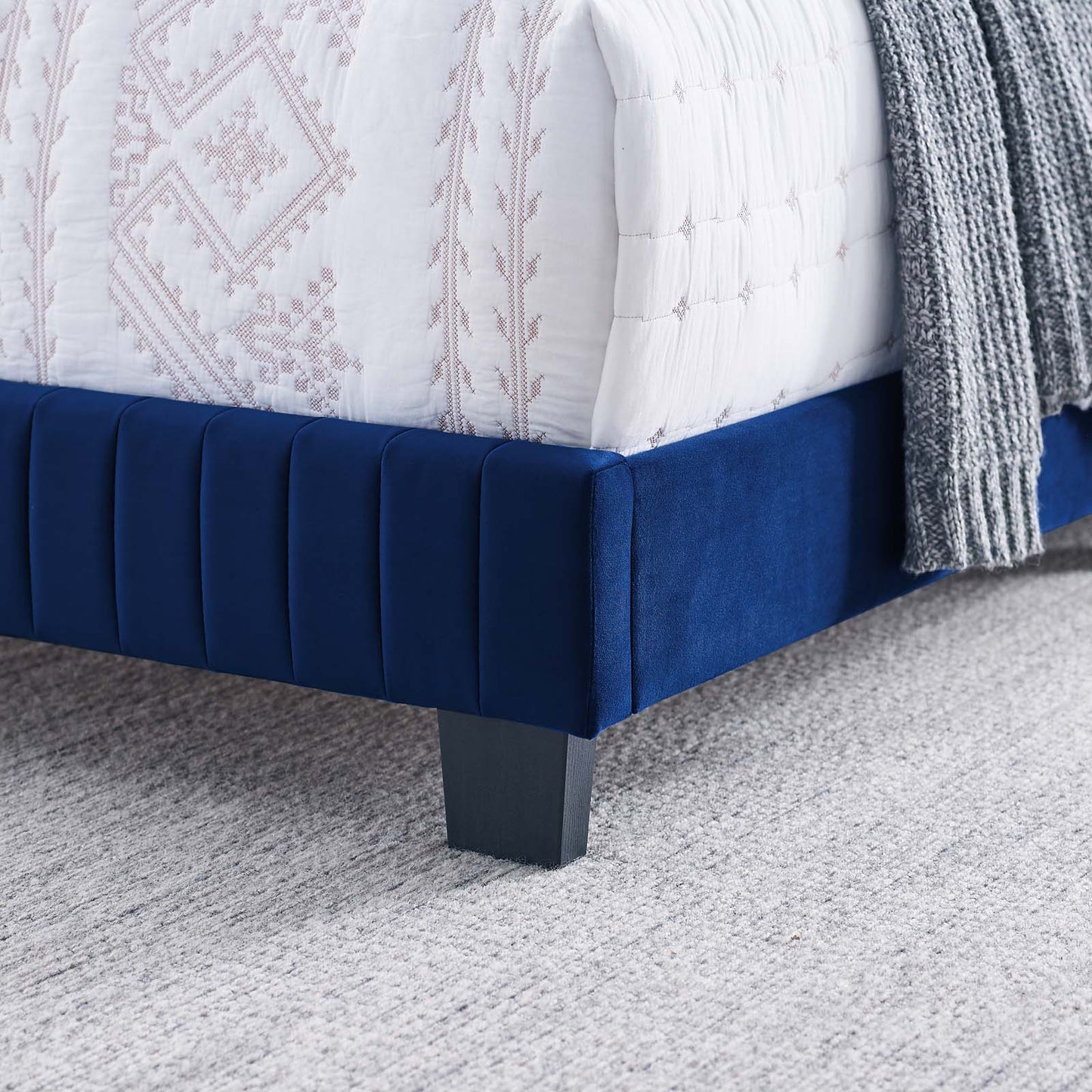 Celine Channel Tufted Performance Velvet King Bed Navy MOD-6329-NAV