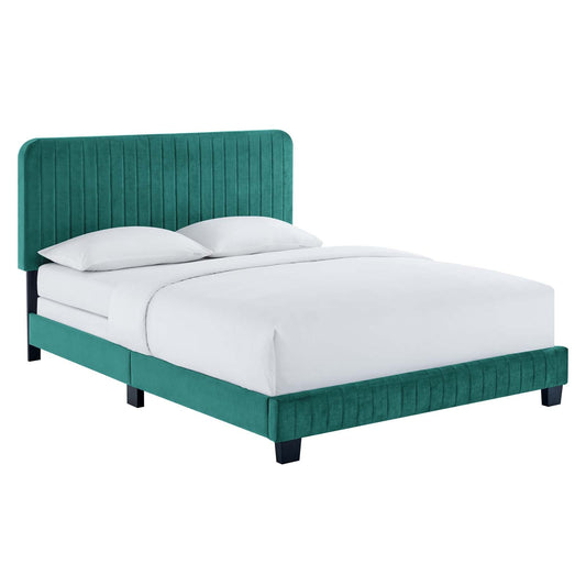 Celine Channel Tufted Performance Velvet King Bed Teal MOD-6329-TEA