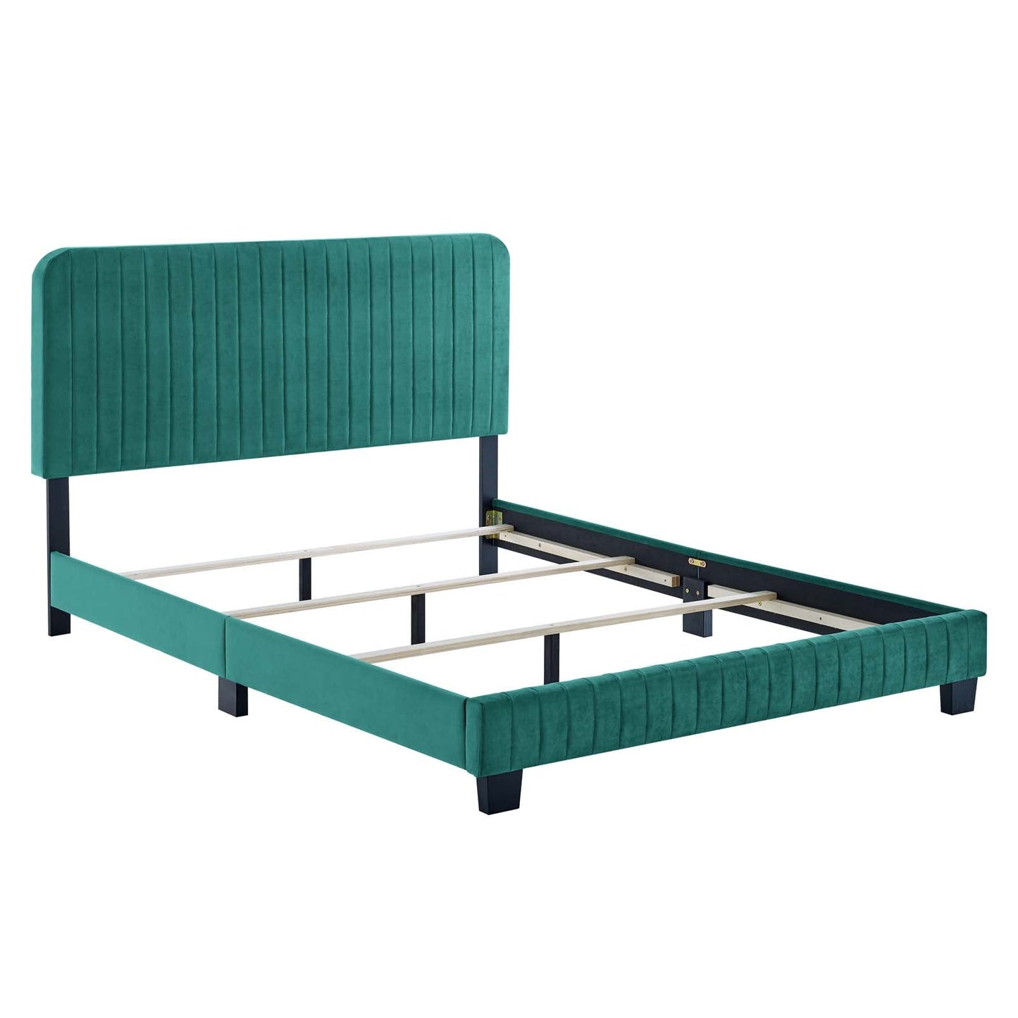 Celine Channel Tufted Performance Velvet King Bed Teal MOD-6329-TEA