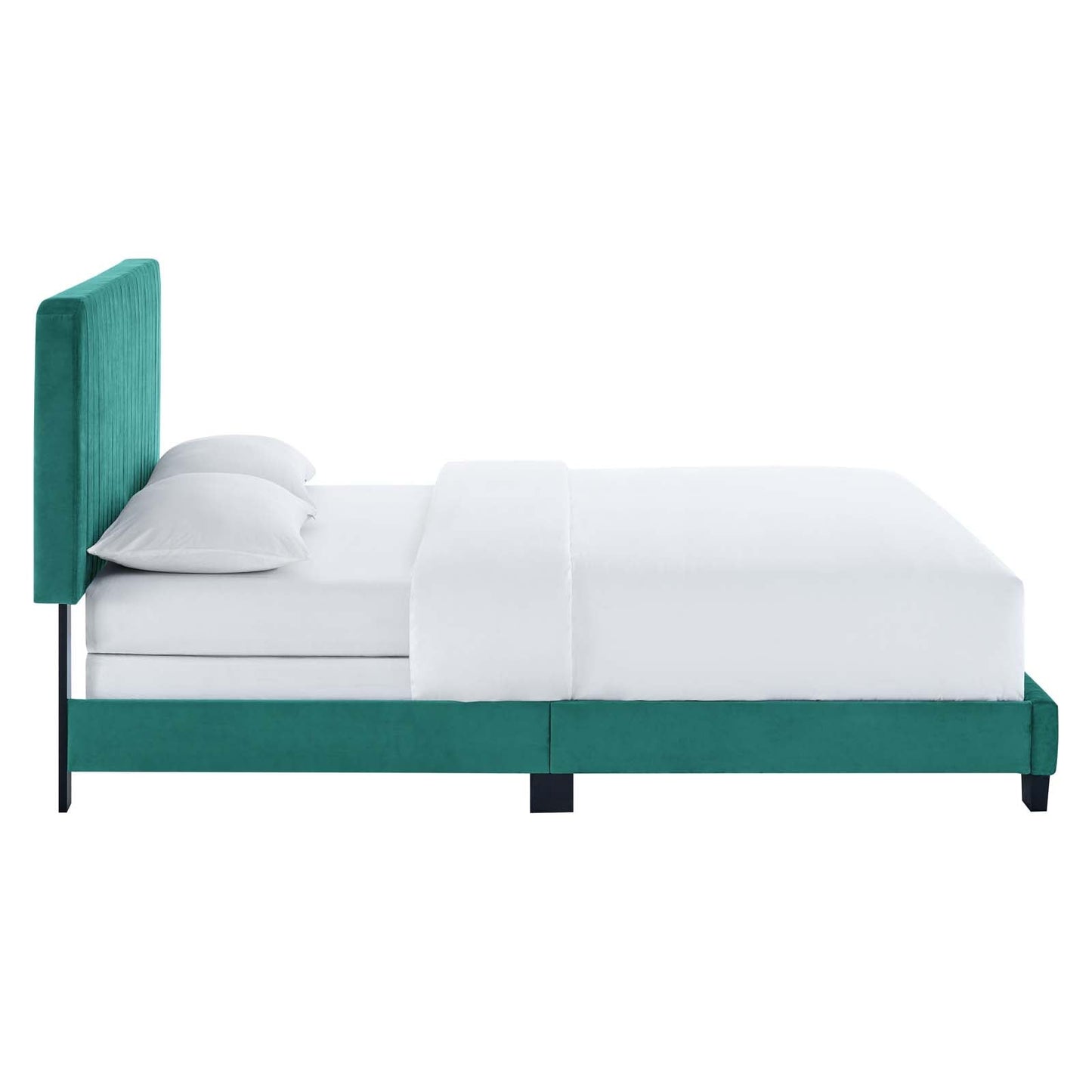 Celine Channel Tufted Performance Velvet King Bed Teal MOD-6329-TEA