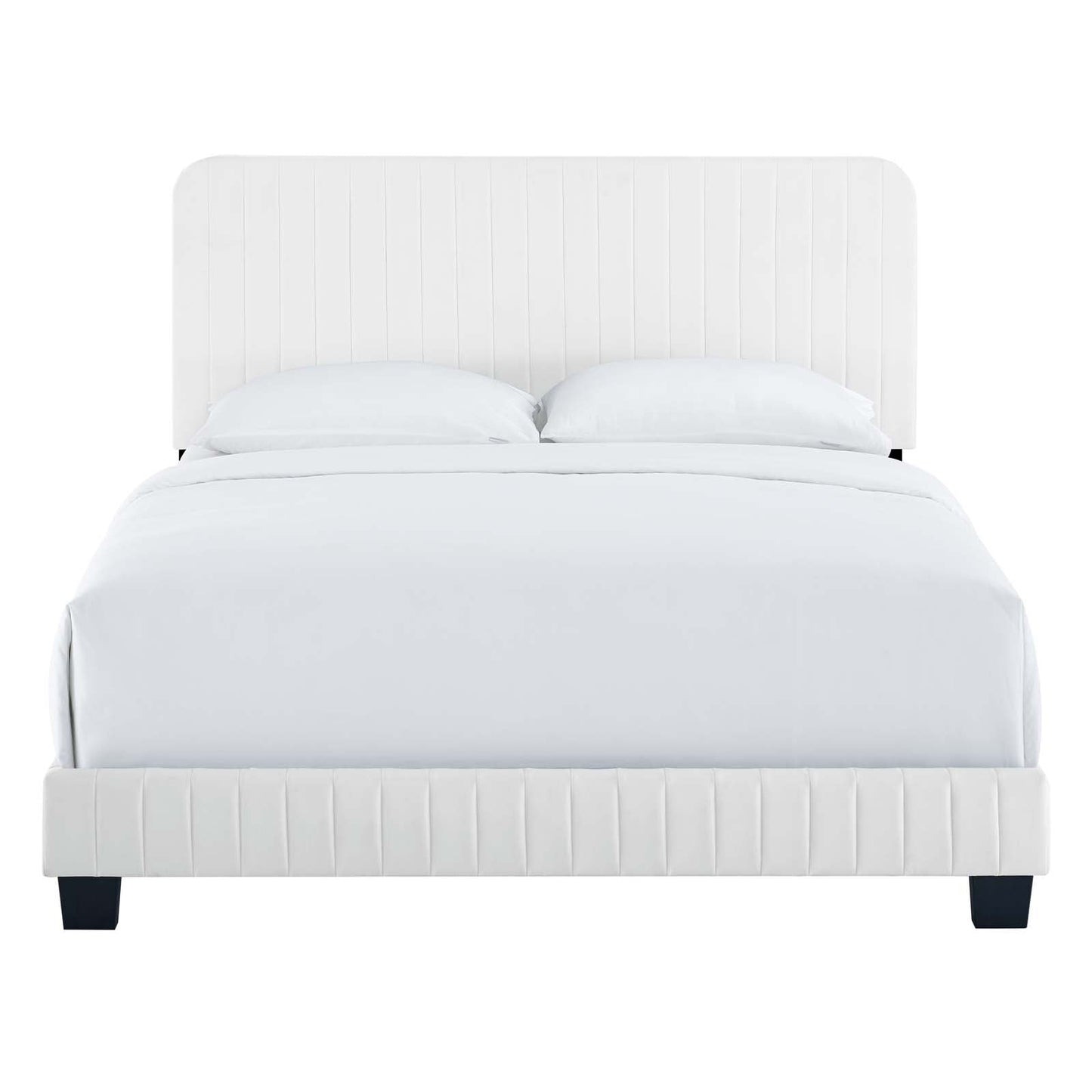 Celine Channel Tufted Performance Velvet King Bed White MOD-6329-WHI