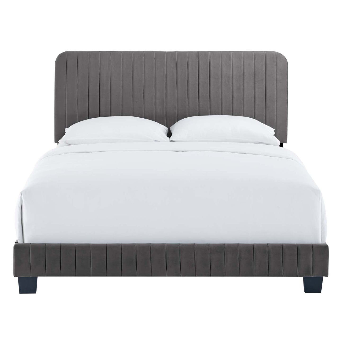 Celine Channel Tufted Performance Velvet Queen Bed Gray MOD-6330-GRY