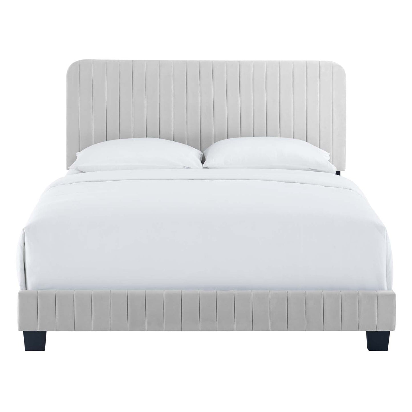 Celine Channel Tufted Performance Velvet Queen Bed Light Gray MOD-6330-LGR