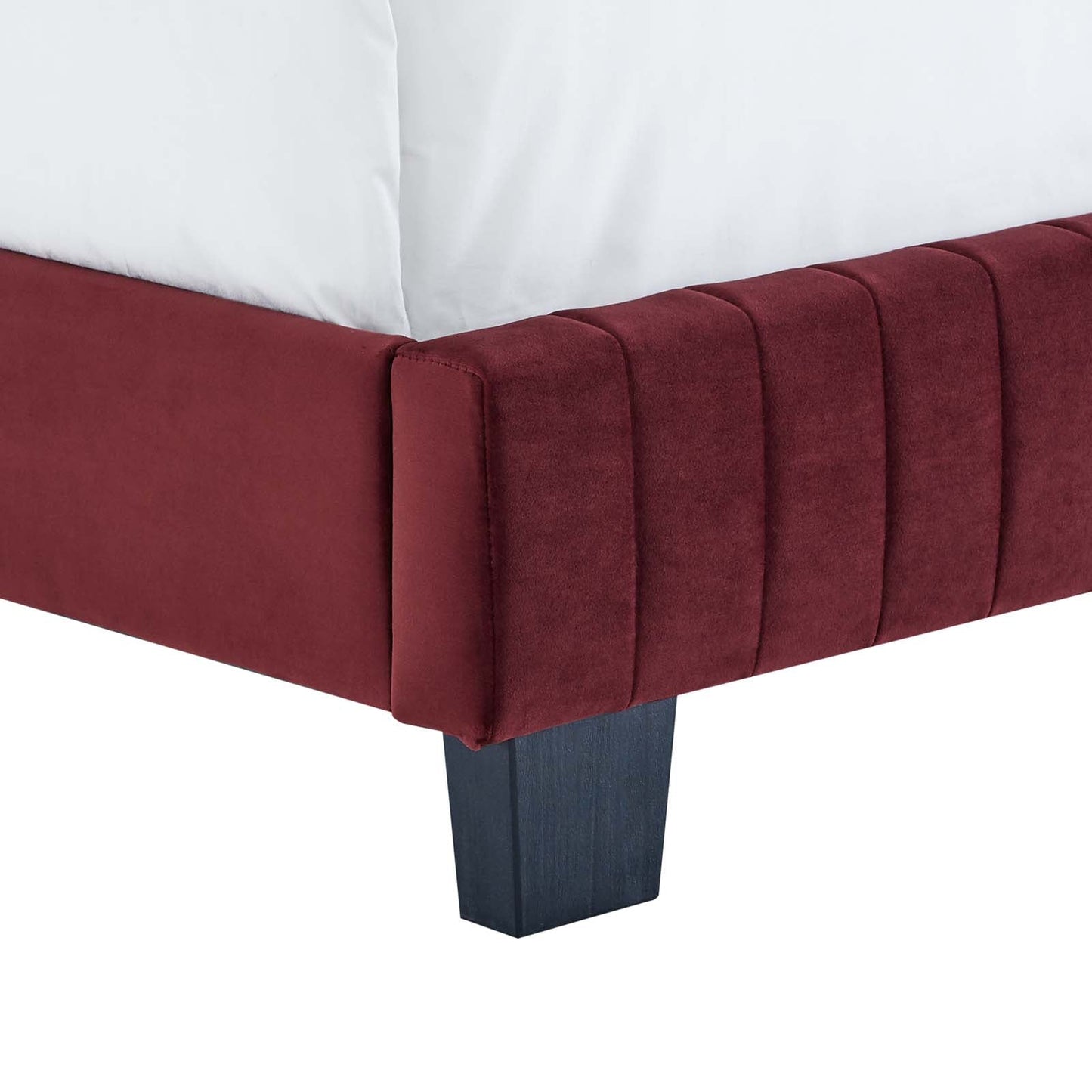 Celine Channel Tufted Performance Velvet Queen Bed Maroon MOD-6330-MAR