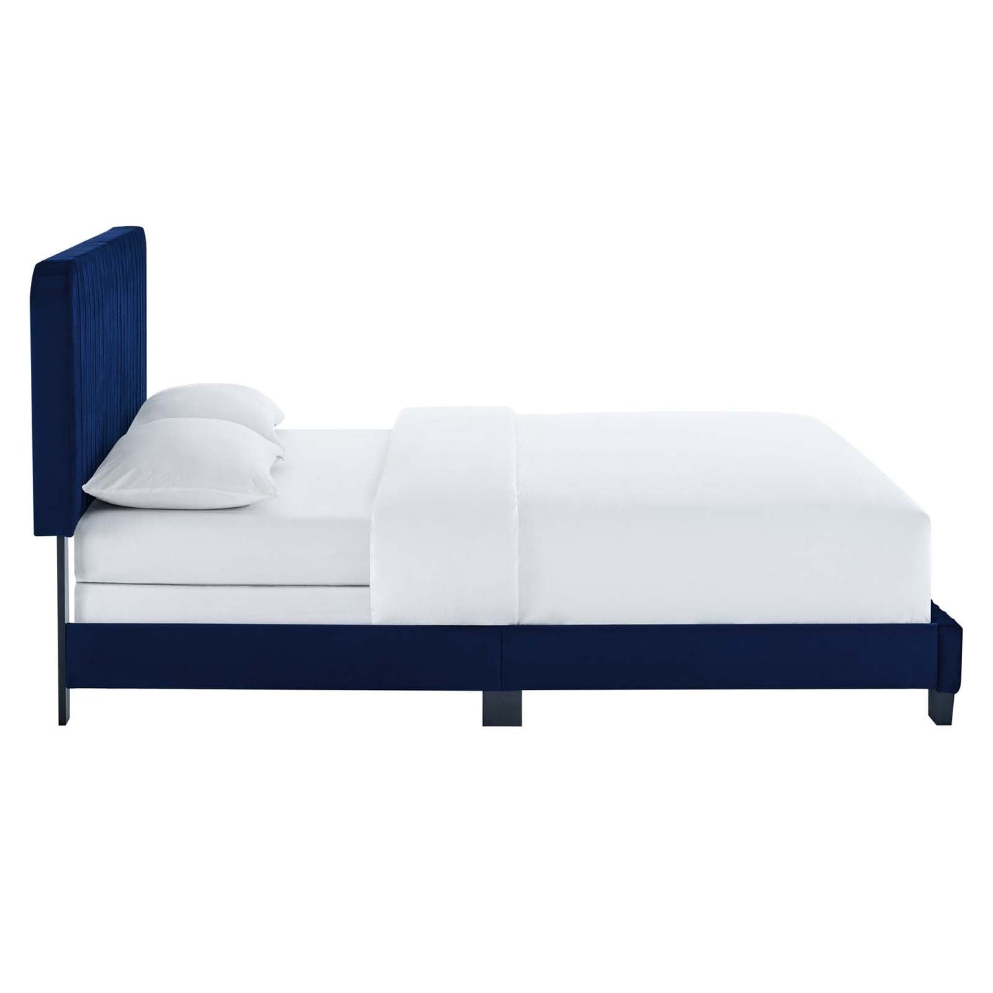 Celine Channel Tufted Performance Velvet Queen Bed Navy MOD-6330-NAV