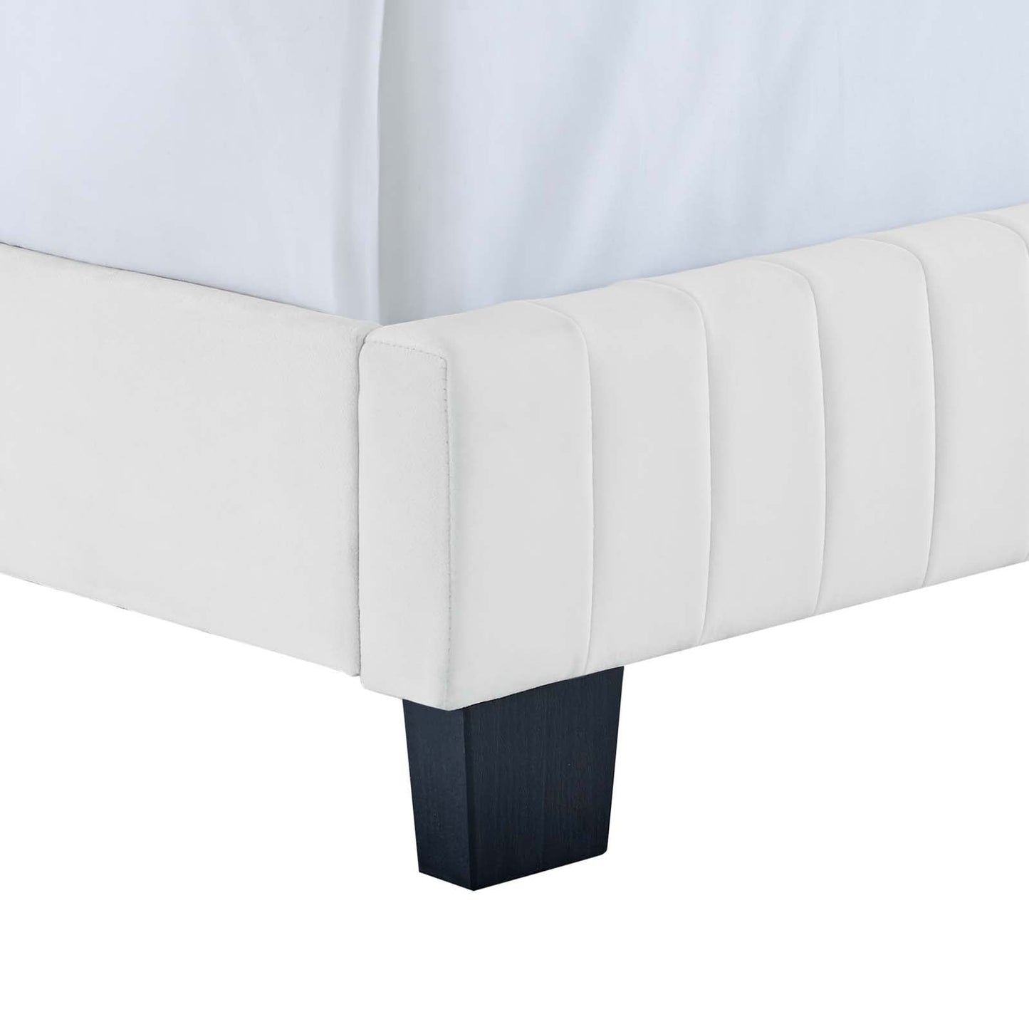 Celine Channel Tufted Performance Velvet Queen Bed White MOD-6330-WHI