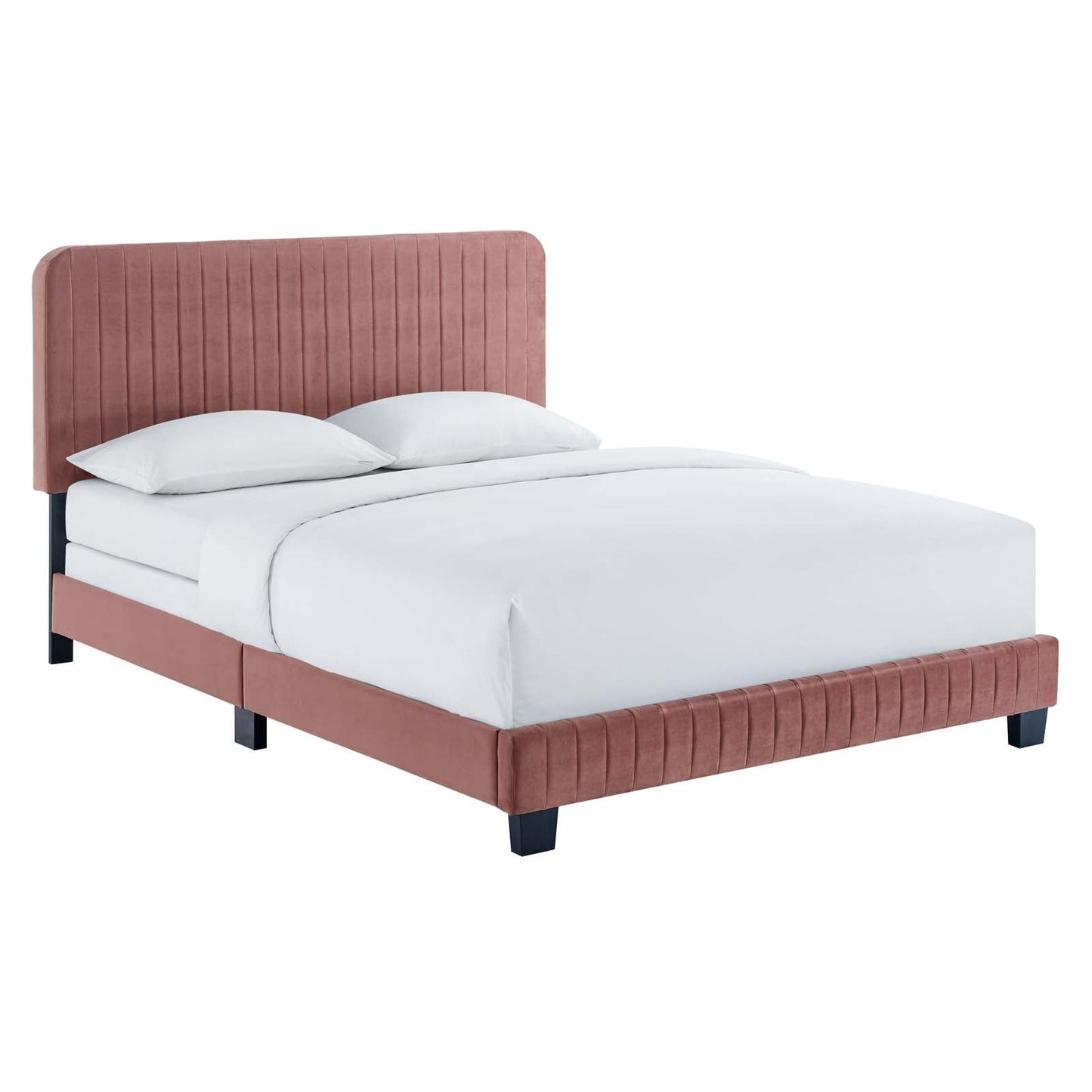 Celine Channel Tufted Performance Velvet Full Bed Dusty Rose MOD-6331-DUS