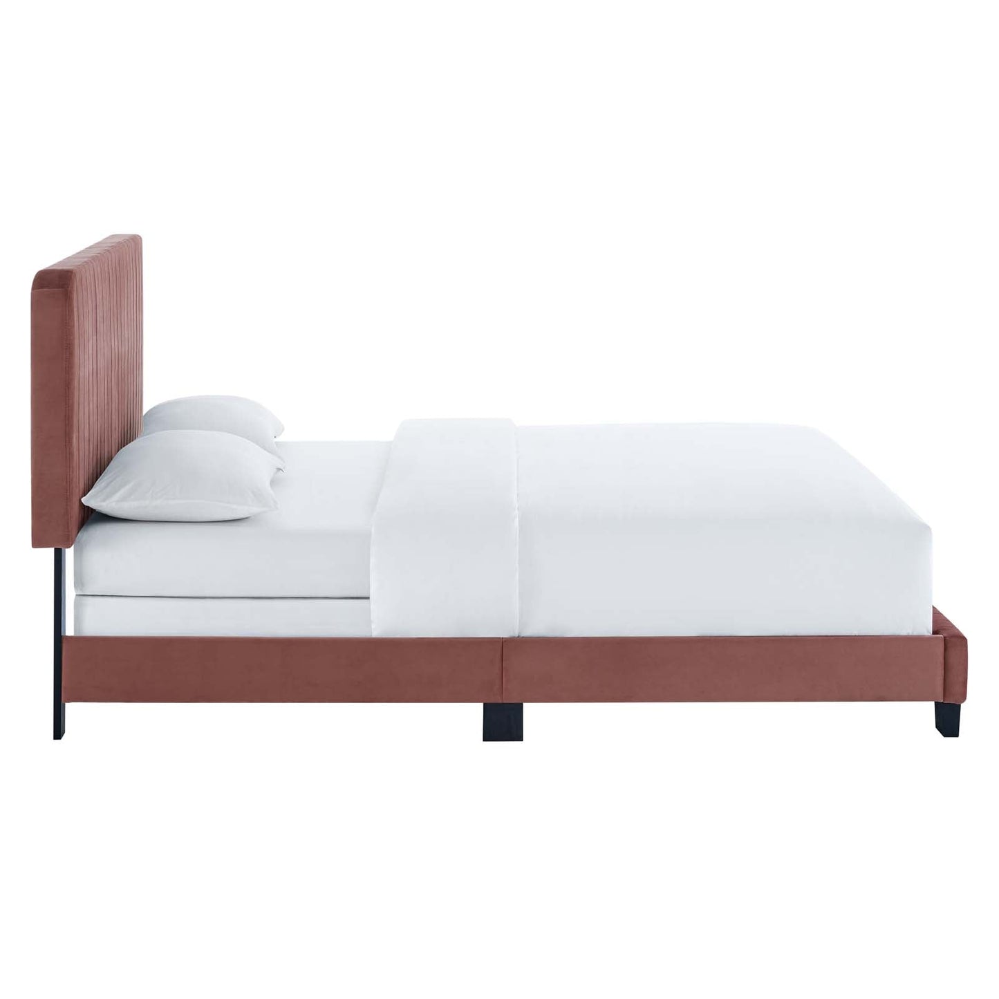 Celine Channel Tufted Performance Velvet Full Bed Dusty Rose MOD-6331-DUS