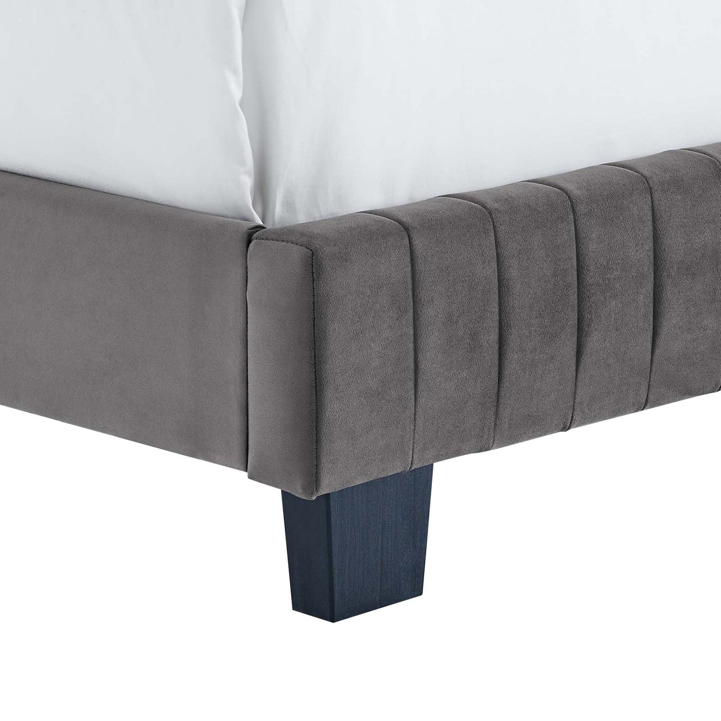 Celine Channel Tufted Performance Velvet Full Bed Gray MOD-6331-GRY