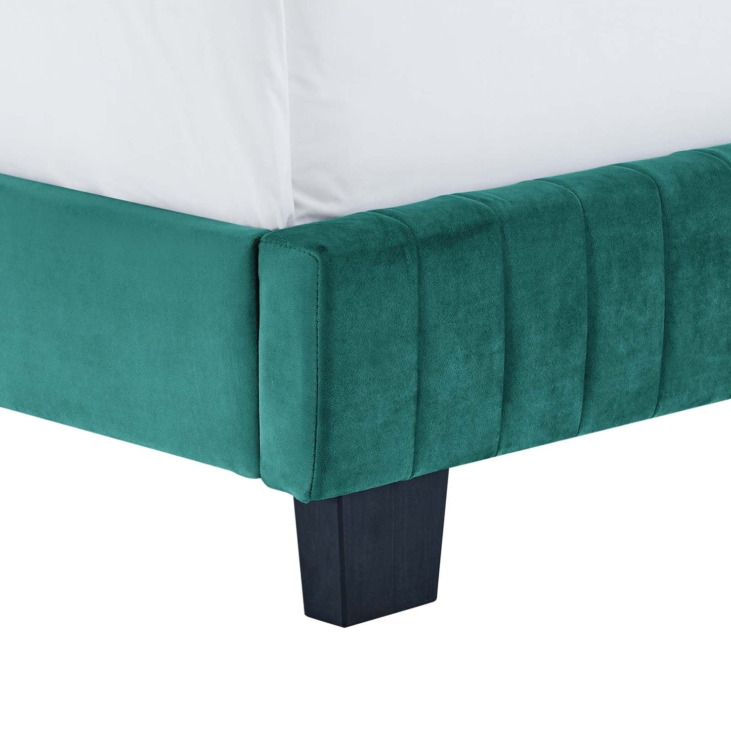 Celine Channel Tufted Performance Velvet Full Bed Teal MOD-6331-TEA