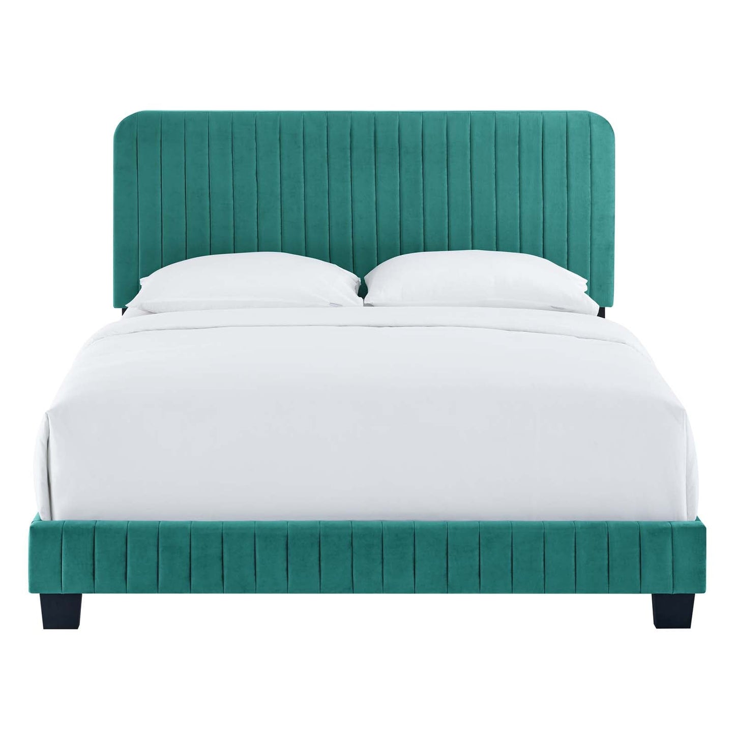 Celine Channel Tufted Performance Velvet Full Bed Teal MOD-6331-TEA