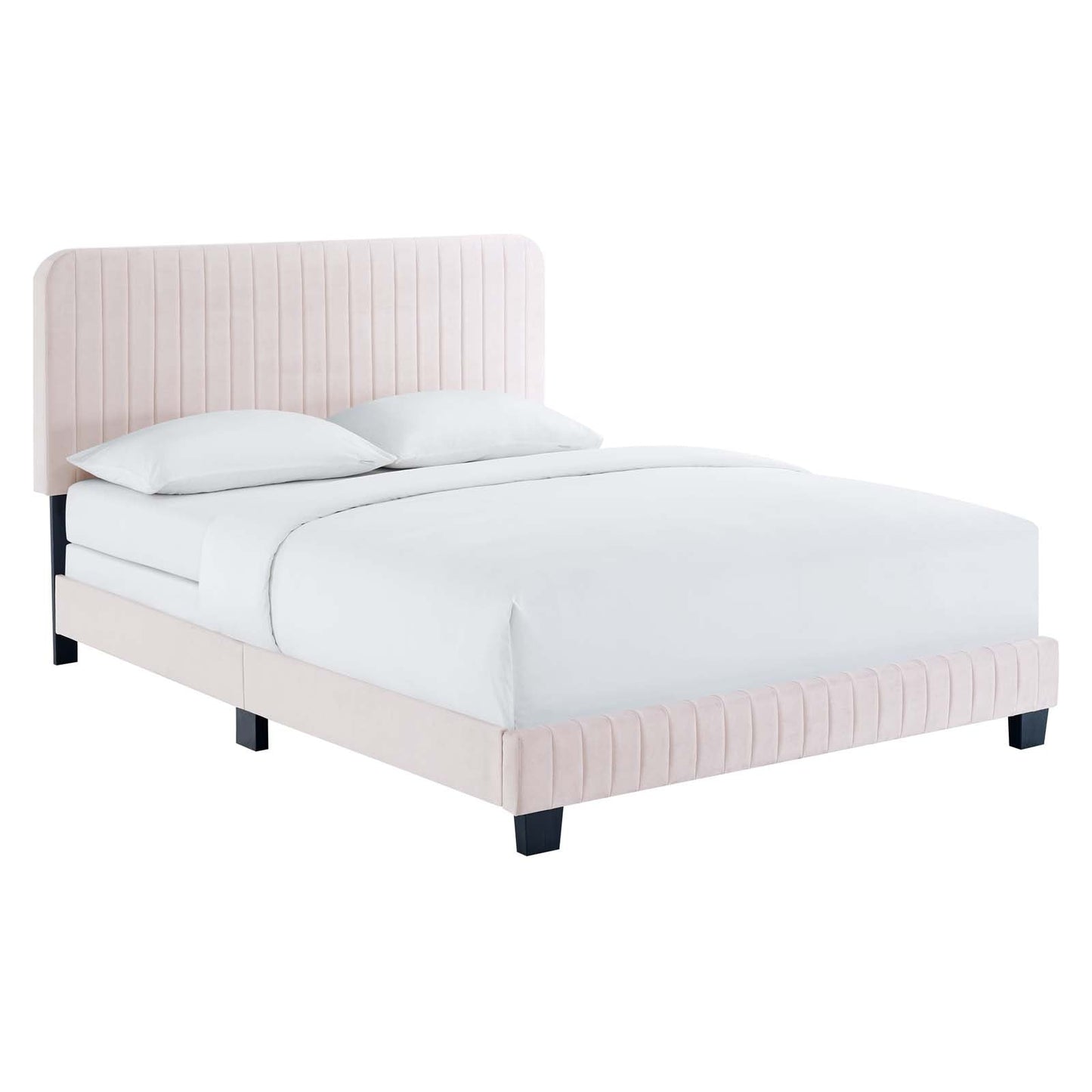 Celine Channel Tufted Performance Velvet Twin Bed Pink MOD-6332-PNK