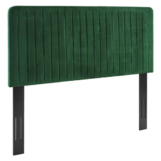 Milenna Channel Tufted Performance Velvet Twin Headboard Emerald MOD-6337-EME