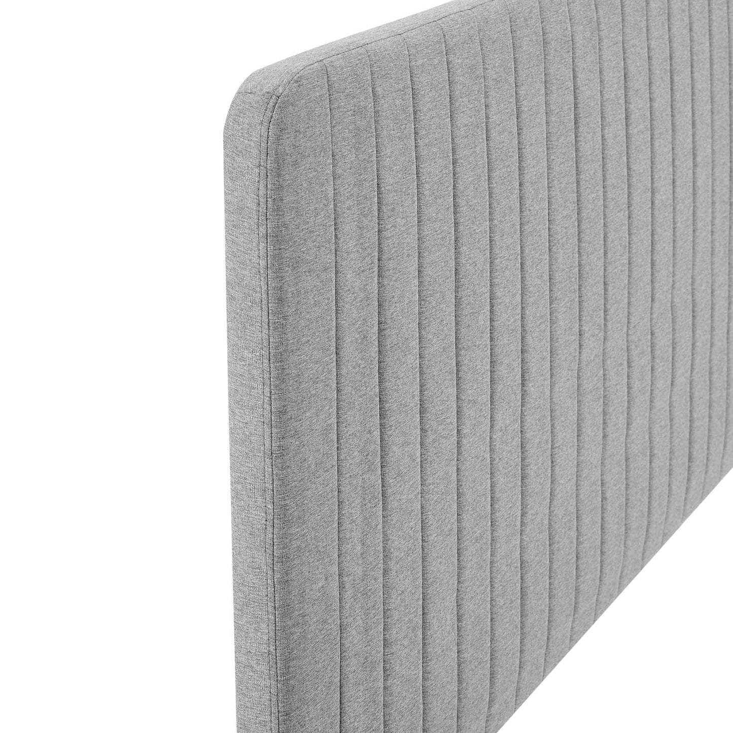 Milenna Channel Tufted Upholstered Fabric Full/Queen Headboard Light Gray MOD-6340-LGR