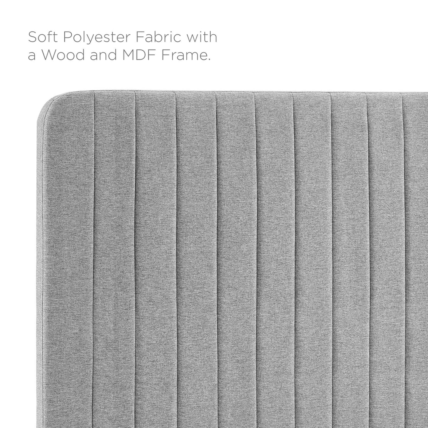 Milenna Channel Tufted Upholstered Fabric Full/Queen Headboard Light Gray MOD-6340-LGR