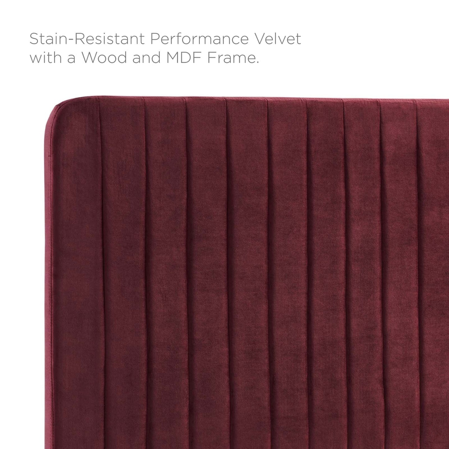 Milenna Channel Tufted Performance Velvet King/California King Headboard Maroon MOD-6341-MAR