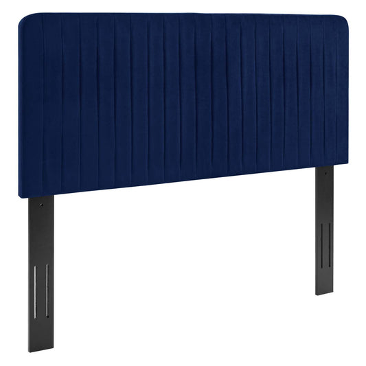 Milenna Channel Tufted Performance Velvet King/California King Headboard Navy MOD-6341-NAV