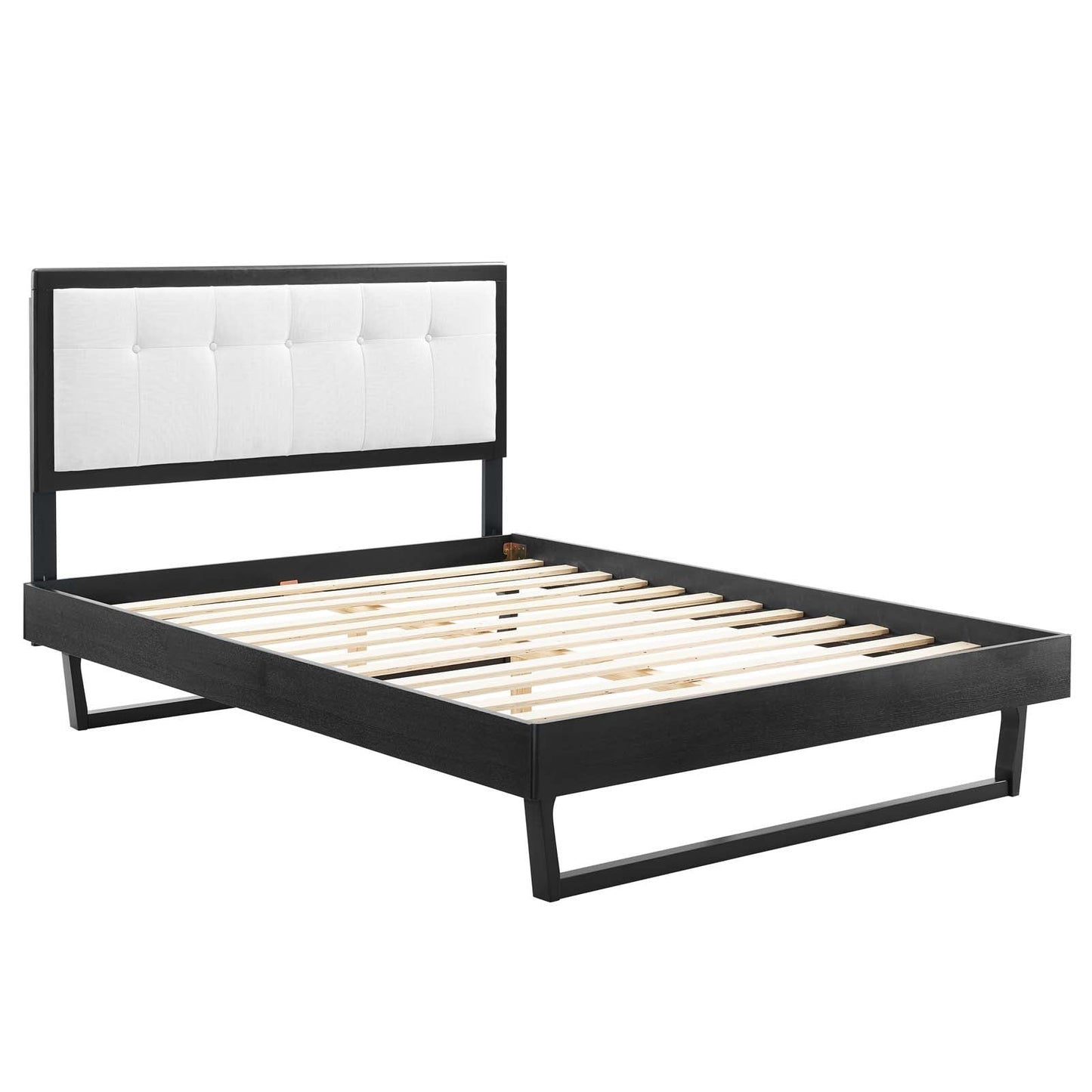 Willow Queen Wood Platform Bed With Angular Frame Black White MOD-6384-BLK-WHI