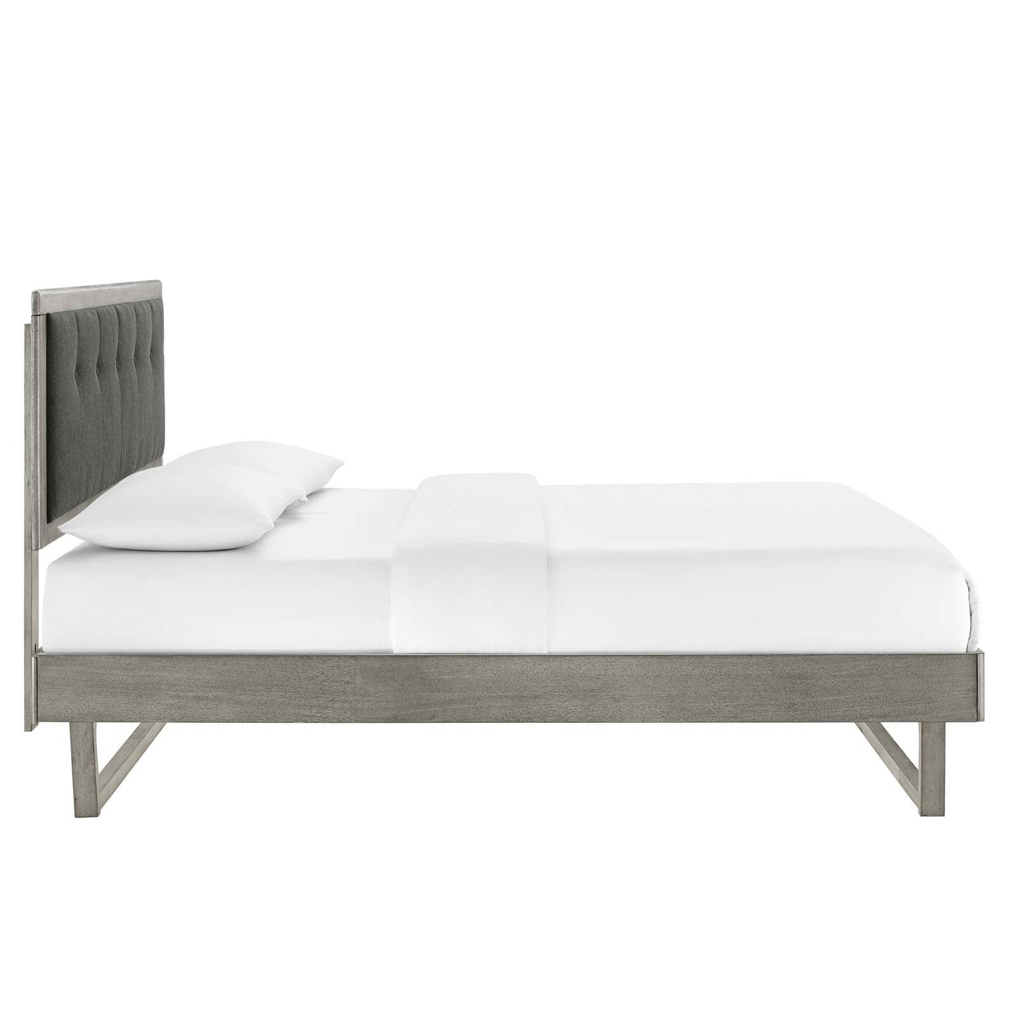 Willow Queen Wood Platform Bed With Angular Frame Gray Charcoal MOD-6384-GRY-CHA