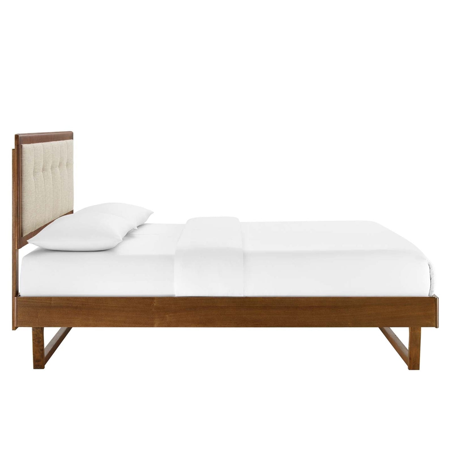 Willow Queen Wood Platform Bed With Angular Frame Walnut Beige MOD-6384-WAL-BEI