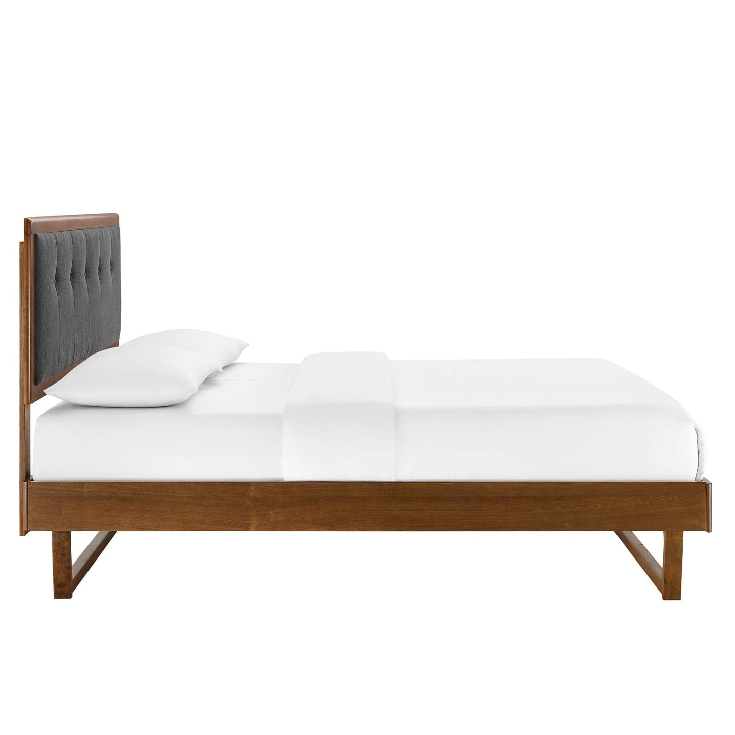 Willow Queen Wood Platform Bed With Angular Frame Walnut Charcoal MOD-6384-WAL-CHA