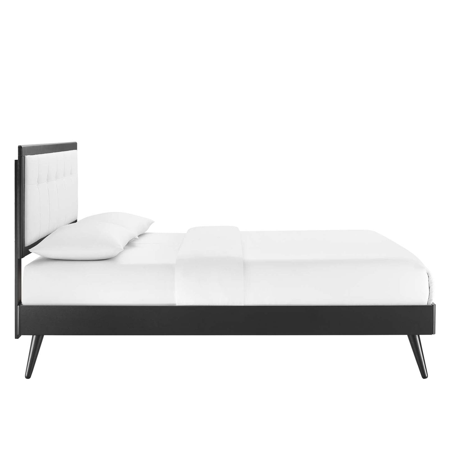 Willow Queen Wood Platform Bed With Splayed Legs Black White MOD-6385-BLK-WHI