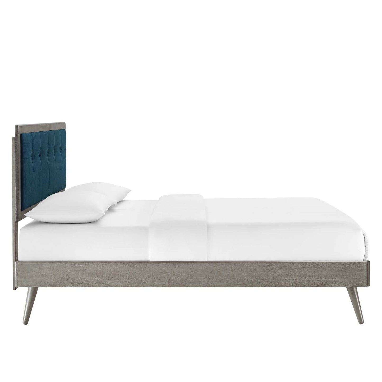 Willow Queen Wood Platform Bed With Splayed Legs Gray Azure MOD-6385-GRY-AZU